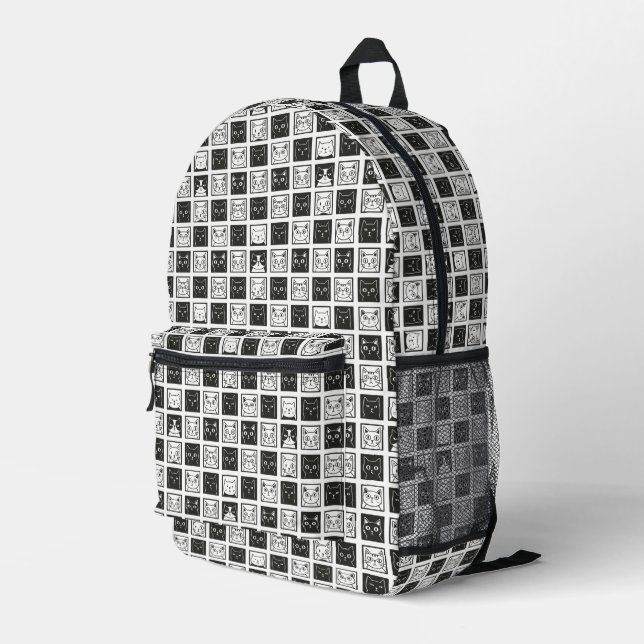 Cats Square Printed Backpack (Back Corner Right)