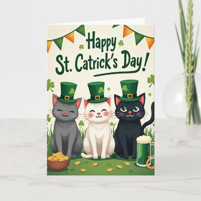 Cats St Catricks Day Fun Card (Front)
