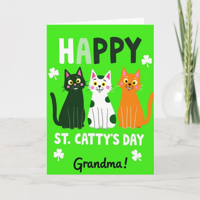 Cats St Cattys Day Grandma Card (Front)