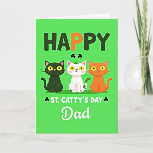 Cats St Cattys Day Retro Vector Art Card (Front)