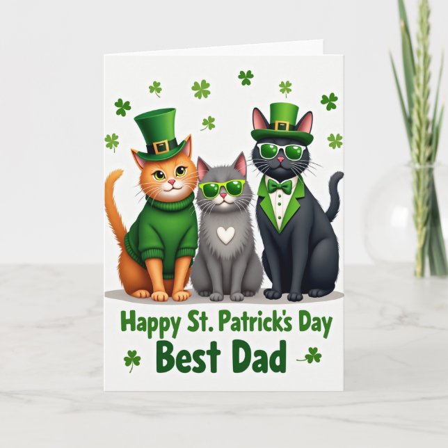 Cats St Patricks Day Best Dad Card (Front)