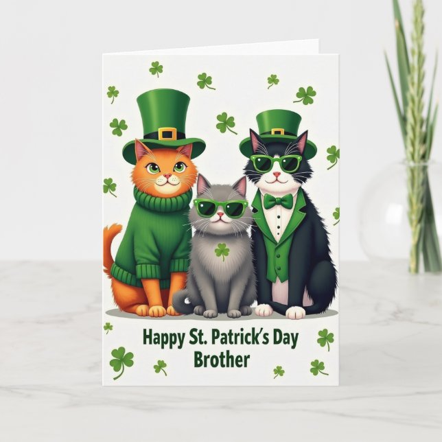 Cats St Patricks Day Brother Card (Front)