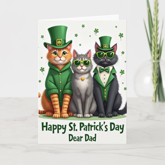 Cats St Patricks Day Dad Card (Front)