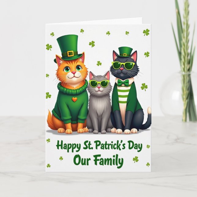 Cats St Patricks Day Family Card (Front)