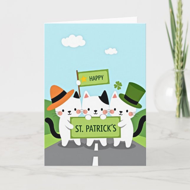 Cats St Patricks Day Fun Card (Front)