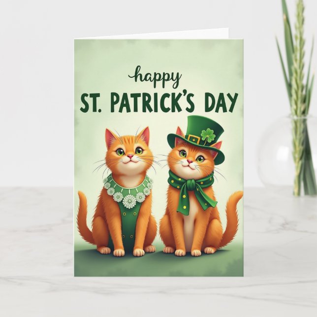 Cats St Patricks Day Happy Card (Front)
