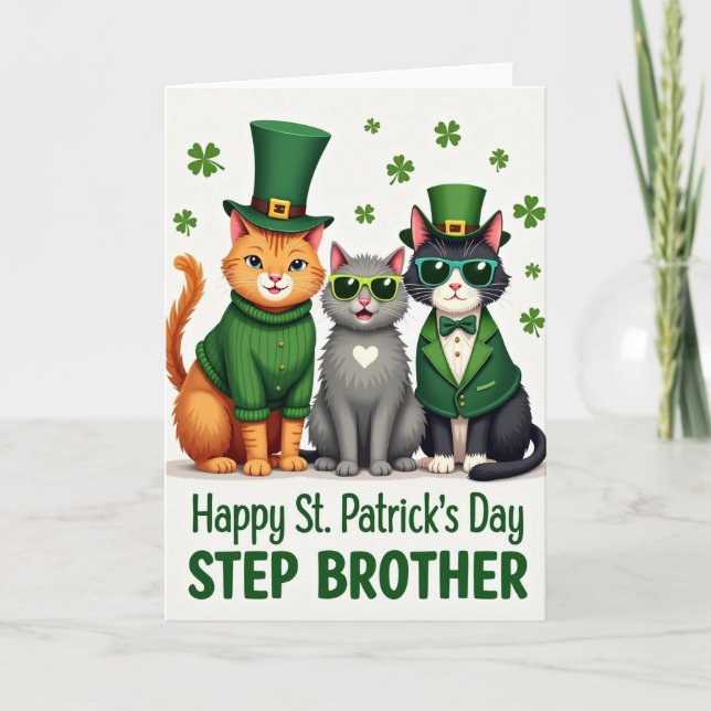 Cats St Patricks Day Stepbrother Card (Front)