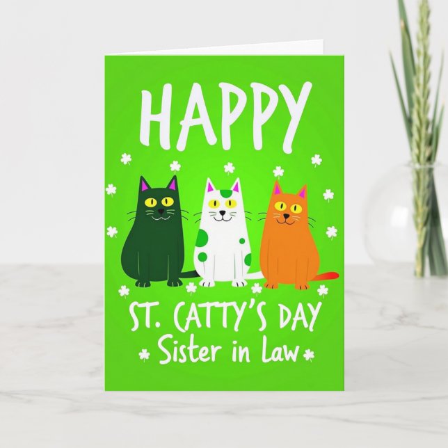 Cats St Pattys Day Sister In Law Card (Front)