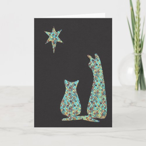 cats stargazing holiday card