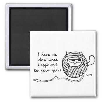Cats Steal Yarn - Funny Cat Magnet by FunkyChicDesigns at Zazzle