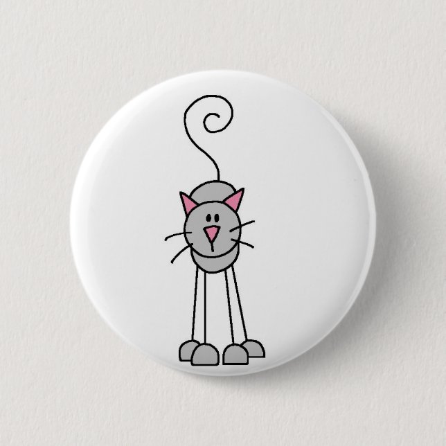 Cats Stick Figures Button (Front)