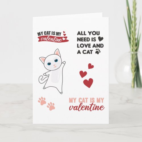 Cats Sticker Set My Cat Is My Valentine Card