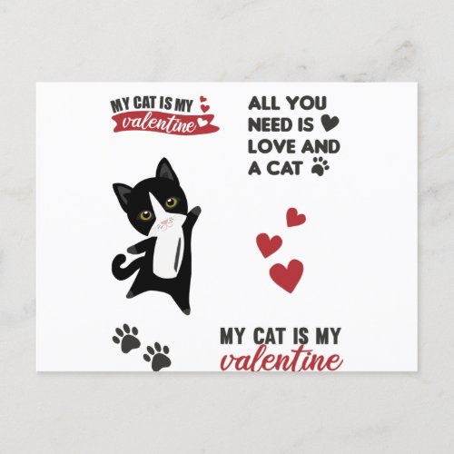 Cats Sticker Set My Cat Is My Valentine Holiday Postcard