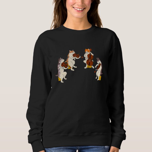Cats String Quartet Violin Viola Cello Musician Ca Sweatshirt (Front)