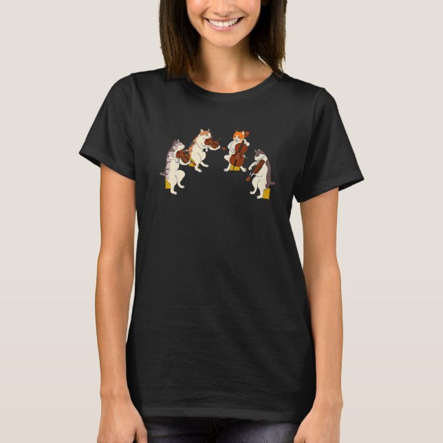 Cats String Quartet Violin Viola Cello Musician Ca T-Shirt (Front)