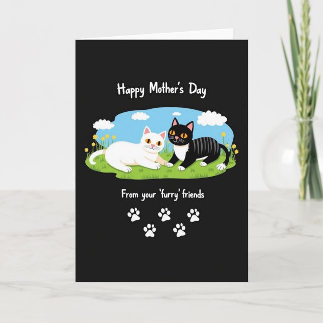 Cats Sweet Mothers Day Art Card (Front)