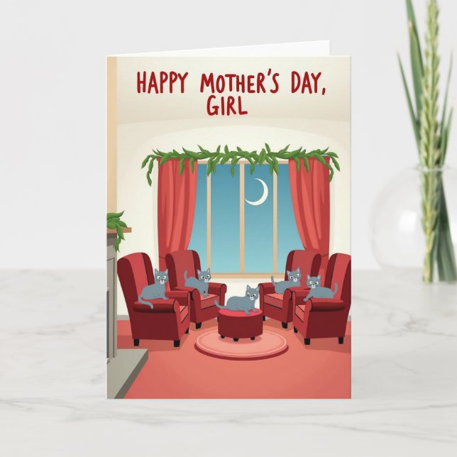 Cats Sweet Mothers Day Home Card (Front)