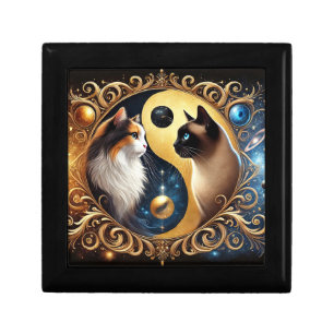 Cats Symbolizing Balance with a Yin Yang Gift Box