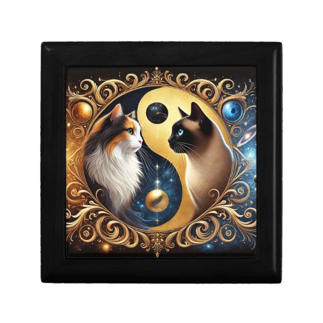 Cats Symbolizing Balance with a Yin Yang Gift Box (Front)