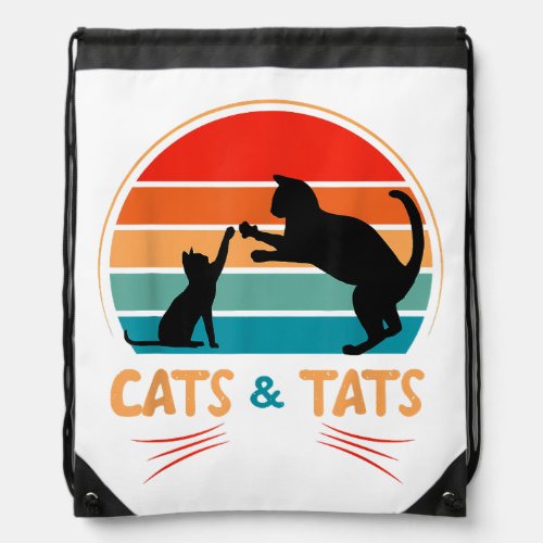 Cats  Tats _ Cat  Drawstring Bag