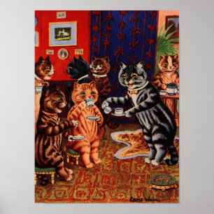 Cats Tea Party by Louis Wain Poster