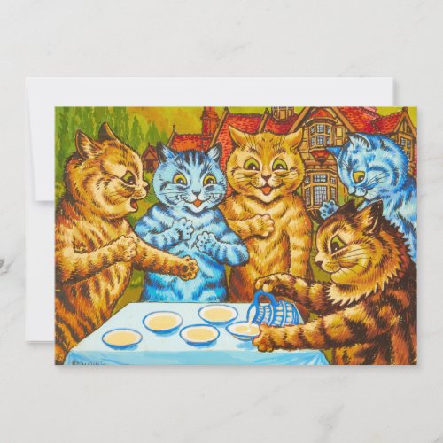 Cats Tea Party by Louis Wain Thank You Card