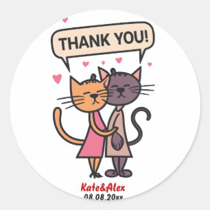 Cats Thank You Classic Round Sticker