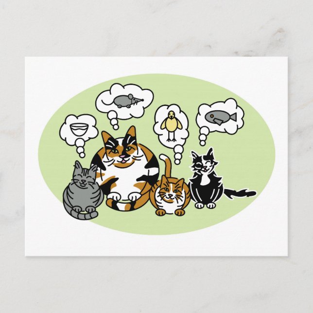 Cats Thinking Postcard (Front)
