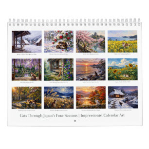 Cats Through Japan’s Four Seasons   Impressionist  Calendar
