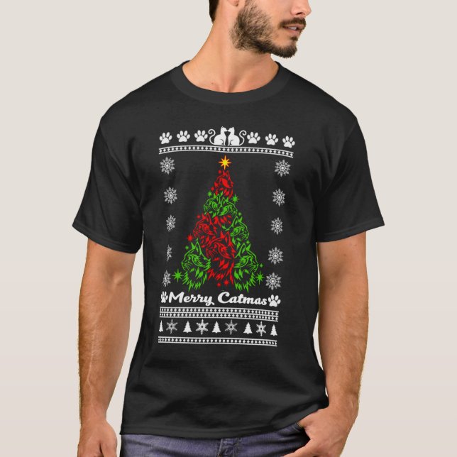 Cats tree christmas sweater Essential T-Shirt (Front)