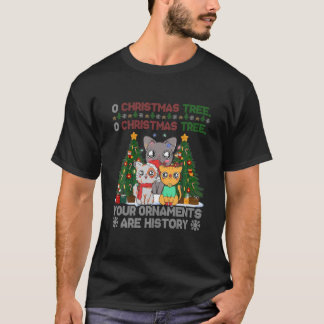 Cats Ugly Tree Christmas Ornaments 'Re History Ani T-Shirt