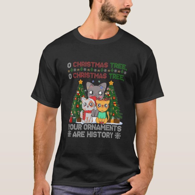 Cats Ugly Tree Christmas Ornaments 'Re History Ani T-Shirt (Front)