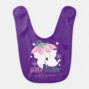 Cats Under Flower Umbrella Custom Little Sister Baby Bib