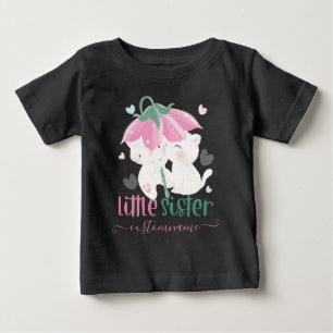 Cats Under Flower Umbrella Custom Little Sister Baby T-Shirt