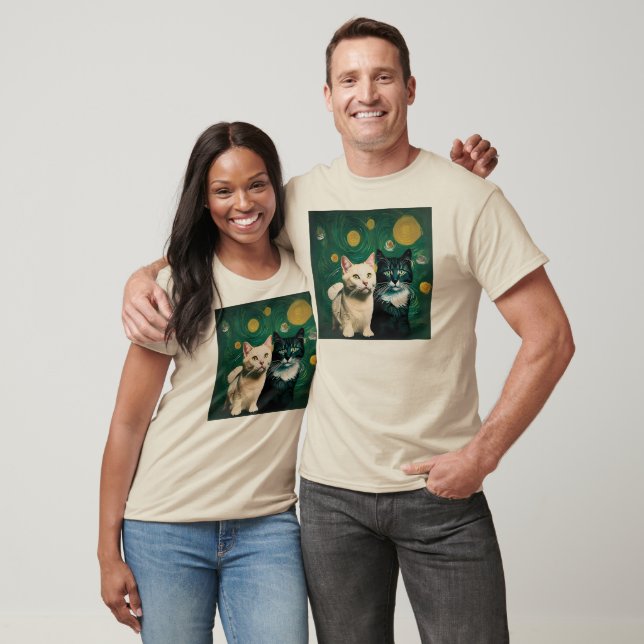 Cats under the starry night T-Shirt (Unisex)