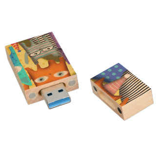 Cats unique Rupydetequila electronics cute Wood Flash Drive