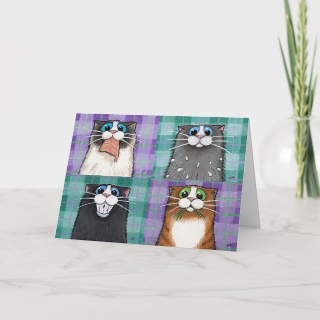 Cats Up To No Good Greeting Card (Front)