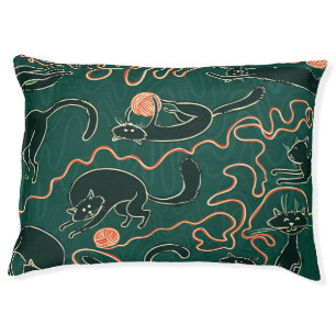 Cats Vintage: Doodle Seamless Pattern Pet Bed