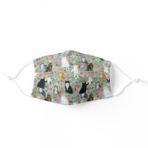 Cats vintage florals mint adult cloth face mask