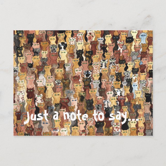 cats watching, Just a note to say... Postcard (Front)