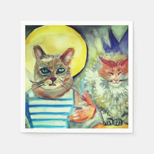 Cats Watercolor Art  Napkins