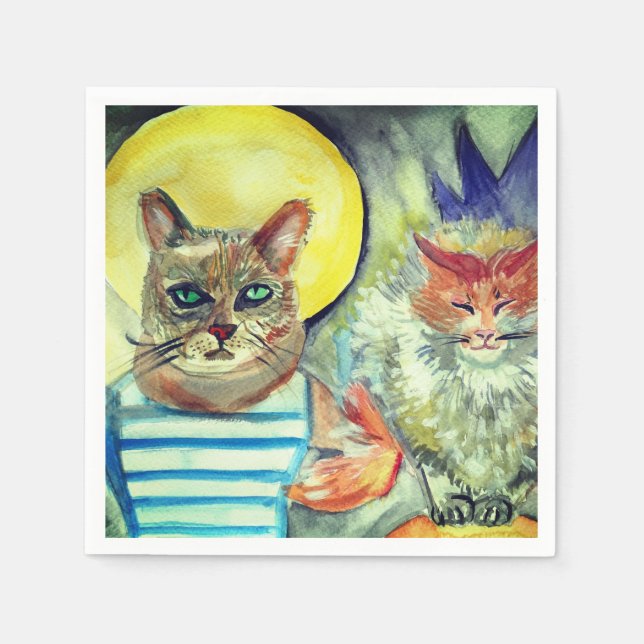 Cats Watercolor Art  Napkins (Front)