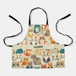 Cats Watercolor Custom Pattern Apron