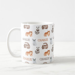 Cats Watercolor Kitten with Name Neutral Design Coffee Mug