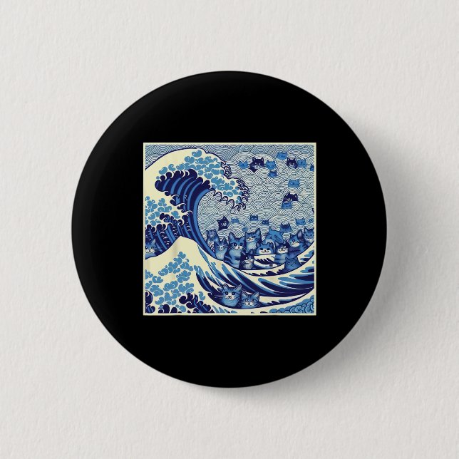 Cats Wave For Kamala Funny Cat Lady  Button (Front)