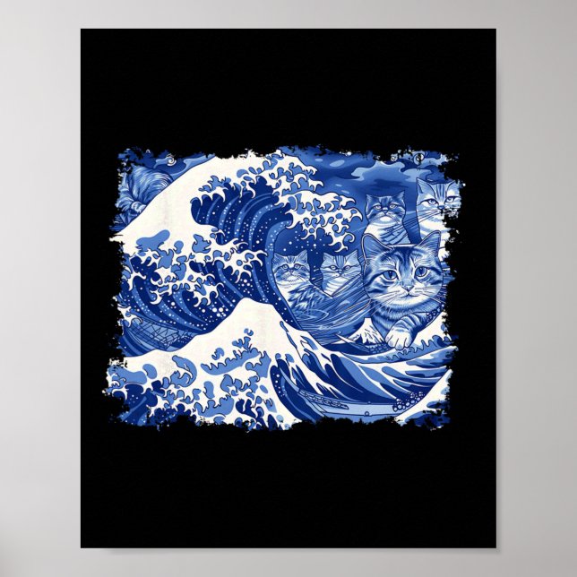 Cats Wave For Kamala Funny Kamala Harris Cat Lover Poster (Front)