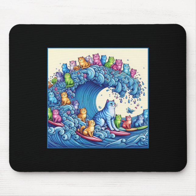 Cats Wave For Kamala Funny  Mouse Pad (Front)