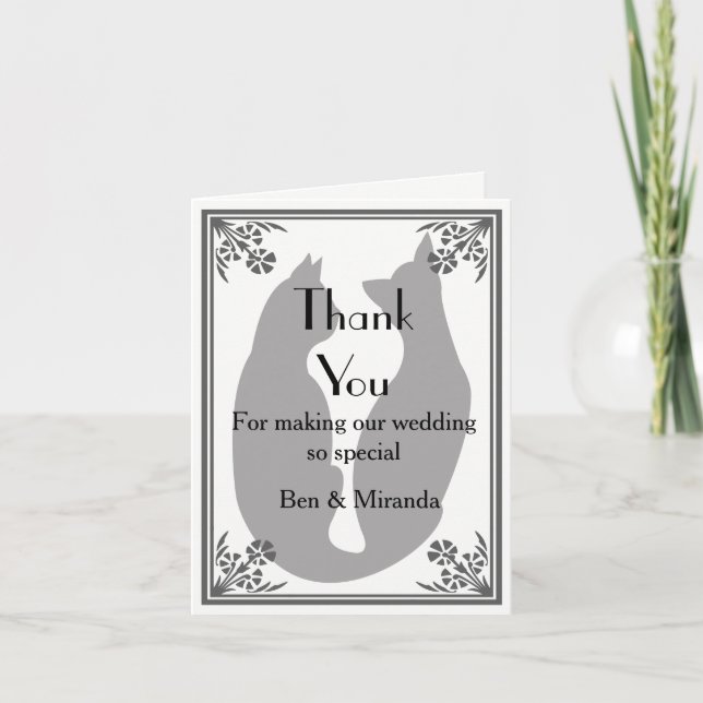 Cats Wedding Thank You Card Modern Cat (Front)