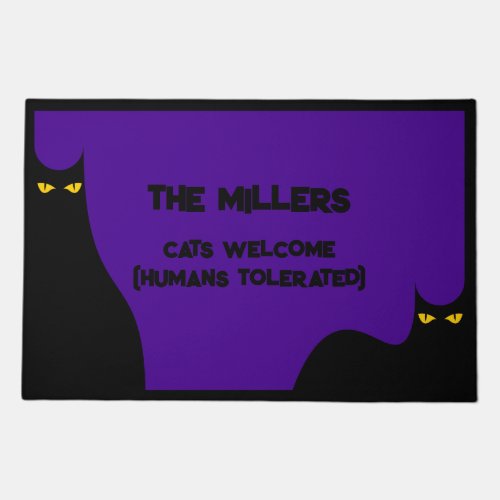 Cats Welcome Humans Tolerated Black Cat Welcome  Doormat