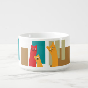 Cats whimsical cute geometric shapes bowl